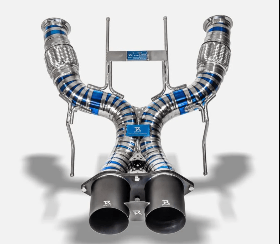 RYFT Titanium Race Exhaust w/satin black tips for McLaren 750s spider/coupe - 412 Motorsport